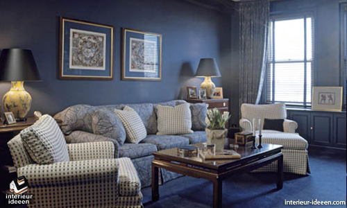 Blauwe woonkamer interieur ideeen
