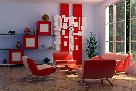 woonkamer kleuren rood